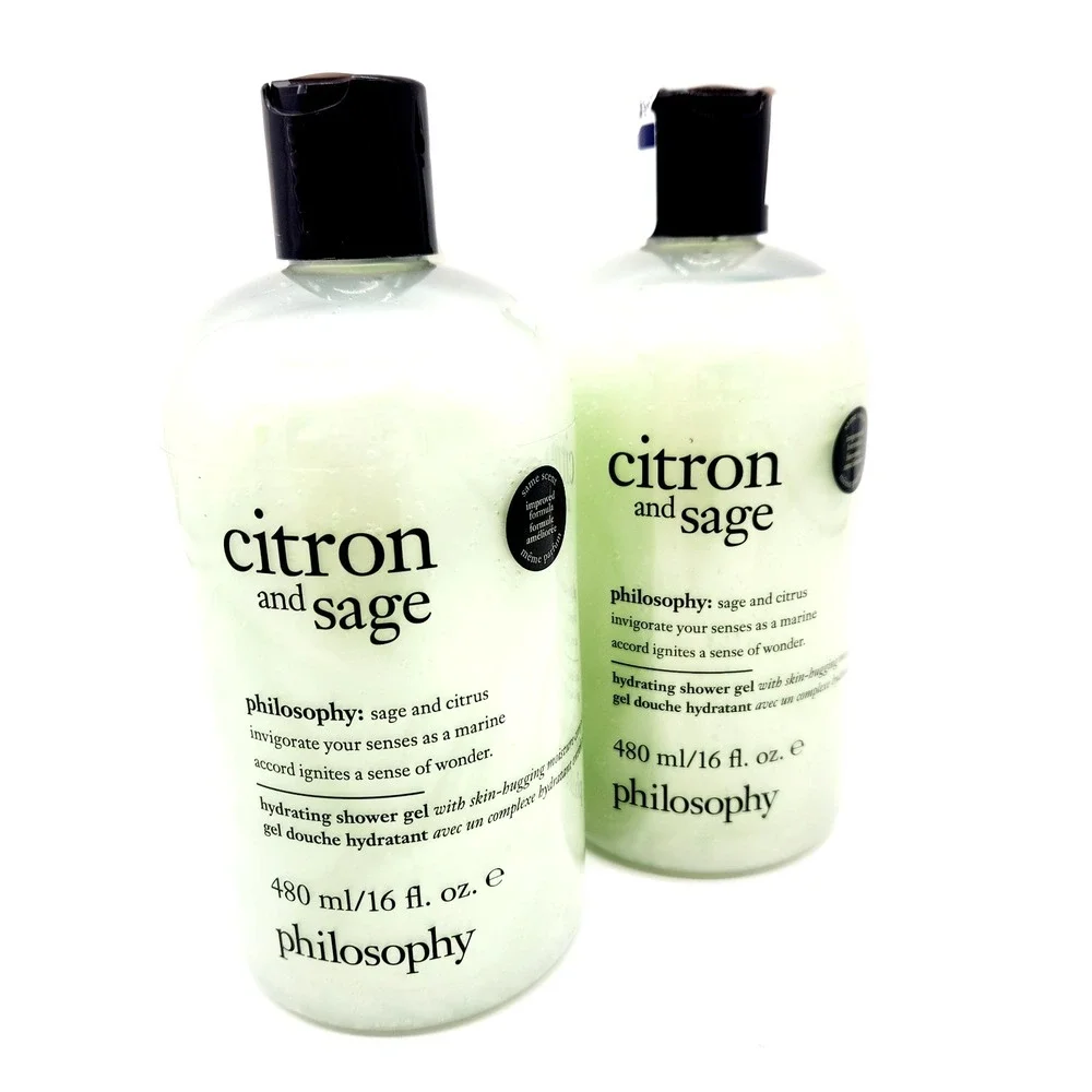 Philosophy‎ 2x 16oz Citron Sage Shampoo Shower Gel Bubble Bath
